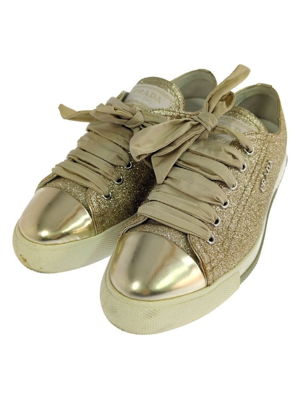 Prada Glitter Sneakers 36 Gold